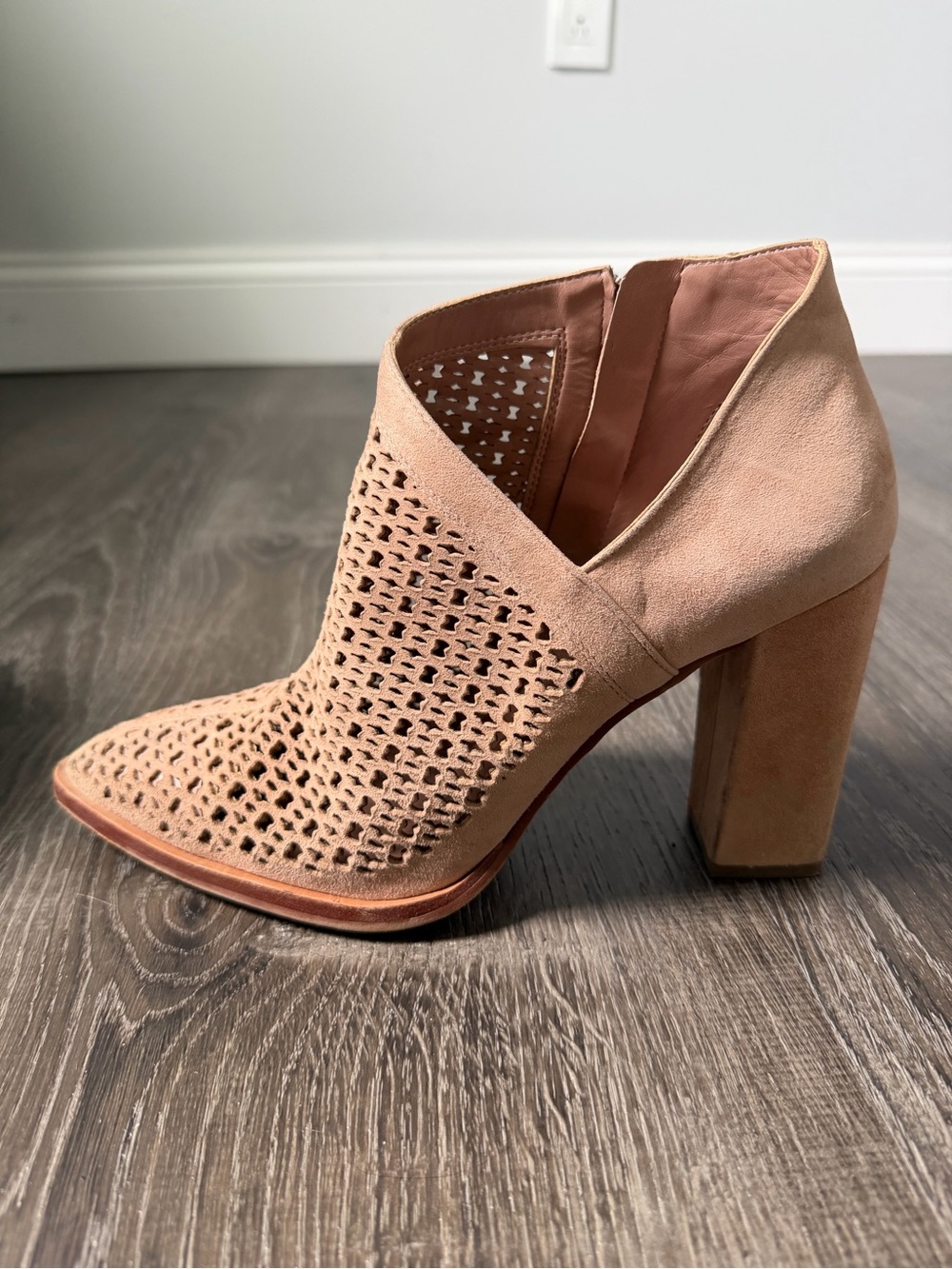 Vince Camuto Perforated Pointed-Toe Suede Booties - Picture 3 of 8